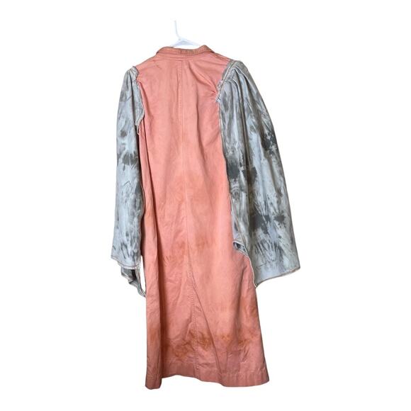 Who What Wear Tie Dye Bell Sleeve Denim Funky Mix Media Button Up Dress Small - Picture 4 of 13